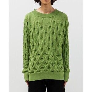 NAMACHEKO Nathan Crewneck Pistachio Green Medium Winter Knit Sweater Belgian